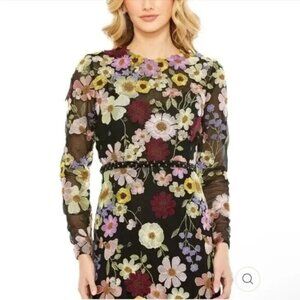 Mac Duggal 68201 3D Floral Appliqued Evening Gown Dress Size 18 NEW Garden Party
